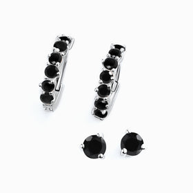 Black Onyx Hoop Earring Set - High Vibes
