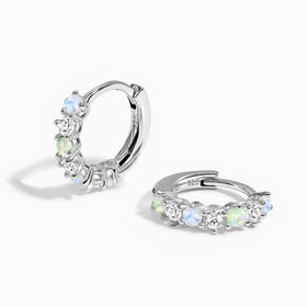 Fine Moonstone Lab Diamond Earrings - Bonny Hoops