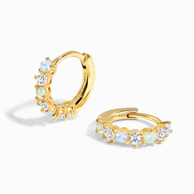 Fine Moonstone Lab Diamond Earrings - Bonny Hoops