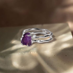 Raw Crystal Ring - Flow Amethyst