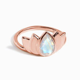 Moonstone Ring - Sacred Lotus
