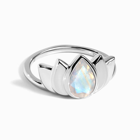 Moonstone Ring - Sacred Lotus