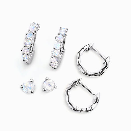Moonstone Hoop Earring Set - Classic Trio