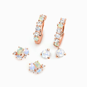 Moonstone & Opal Hoop Earring Set - High Vibe Trio