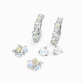 Moonstone & Opal Hoop Earring Set - High Vibe Trio