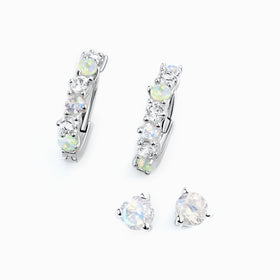 Moonstone & Opal Hoop Earring Set - High Vibes
