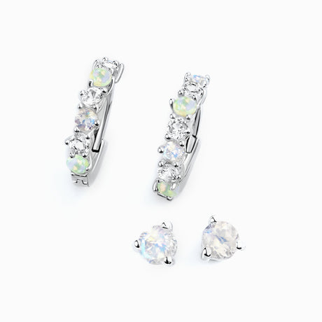 Moonstone & Opal Hoop Earring Set - High Vibes