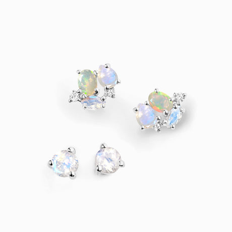 Moonstone & Opal Hoop Earring Set - Positive Aura