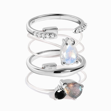 Labradorite Black Obsidian Toi Et Moi & Moonstone Sway Floating