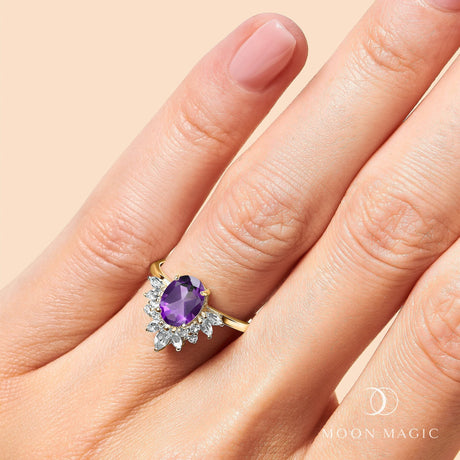 Amethyst White Zircon Ring - Manon