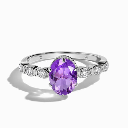 Amethyst Diamond Ring - Mirth