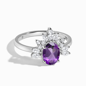 Amethyst White Zircon Ring - Manon