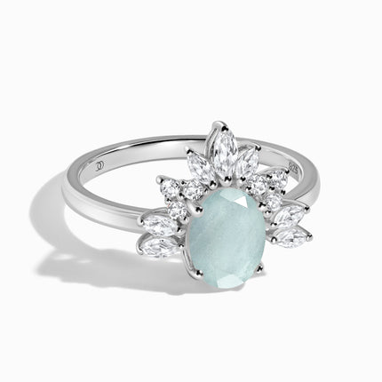 Aquamarine White Zircon Ring - Manon