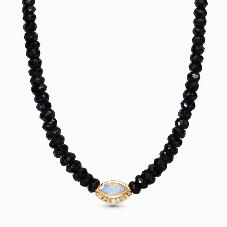 Black onyx tribal gemstone beaded handmade necklace set at ₹2950 | Azilaa