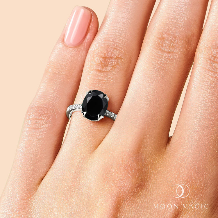 Art Deco Black Spinel Ring, Gothic Engagement Ring, Cushion Gemstone R –  Madelynn Cassin Designs