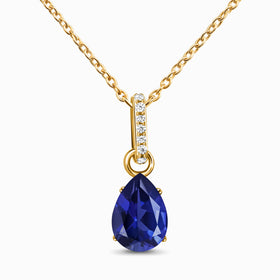 Fine Blue Sapphire Lab Diamond Necklace Sway - September Birthstone