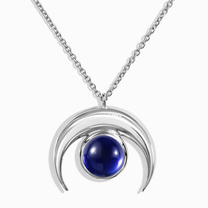 Blue Sapphire Necklace - Crescent Moon