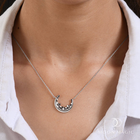 Black Spinel White Zircon Necklace - Lush Luna