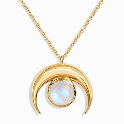 Moonstone Necklace - Crescent Moon