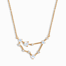 Fine Moonstone Lab Diamond Necklace - Capricorn Zodiac Constellation