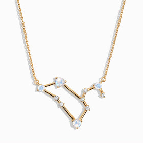 Fine Moonstone Lab Diamond Necklace - Leo Zodiac Constellation