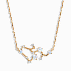 Fine Moonstone Lab Diamond Necklace - Sagittarius Zodiac Constellation