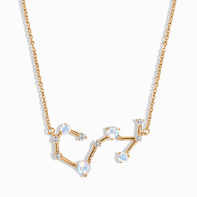 Fine Moonstone Lab Diamond Necklace - Scorpio Zodiac Constellation