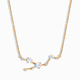 Fine Moonstone Lab Diamond Necklace - Taurus Zodiac Constellation