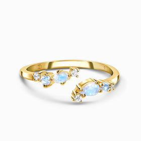 Adjustable Moonstone Ring Flourish - June Birthstone