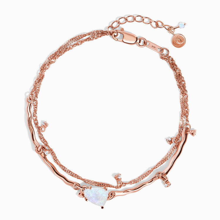 Fashion women double layer 18K rose gold bracelet with crystal