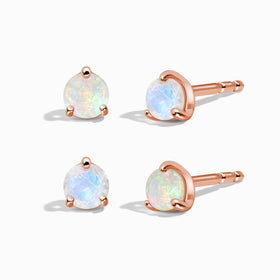 Moonstone & Opal Petite Round Studs