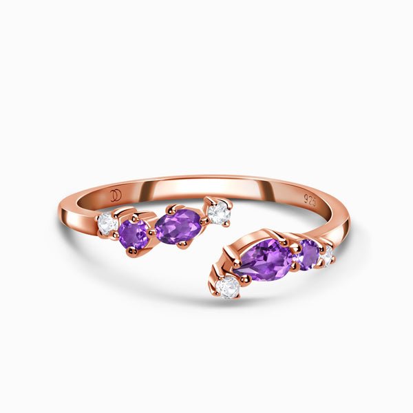 Rose Gold Amethyst Helen Two Tone Engagement Ring