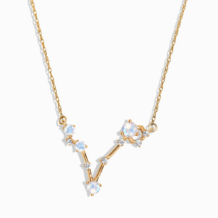 Moonstone Diamond Necklace - Pisces Zodiac Constellation