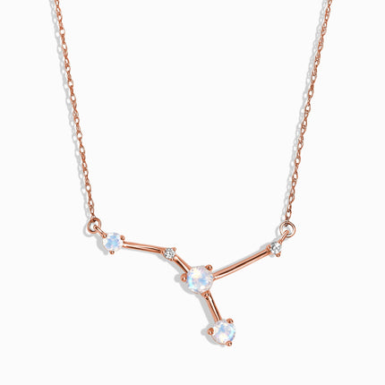 Moonstone Diamond Necklace - Cancer Zodiac Constellation