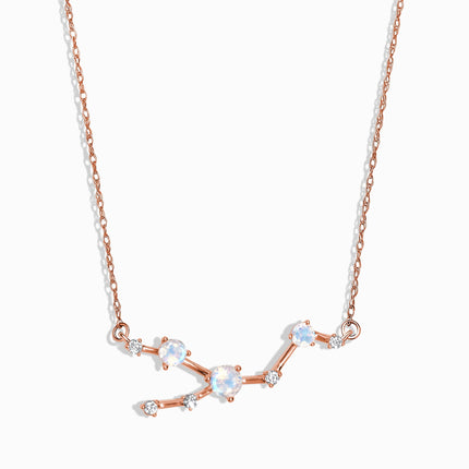 Moonstone Diamond Necklace - Taurus Zodiac Constellation