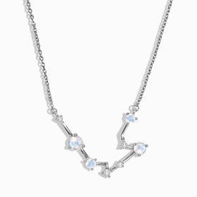 Fine Moonstone Lab Diamond Necklace - Aquarius Zodiac Constellation
