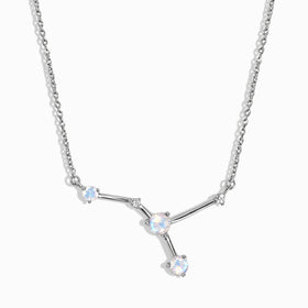 Fine Moonstone Lab Diamond Necklace - Cancer Zodiac Constellation
