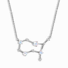 Fine Moonstone Lab Diamond Necklace - Gemini Zodiac Constellation