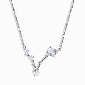 Fine Moonstone Lab Diamond Necklace - Pisces Zodiac Constellation