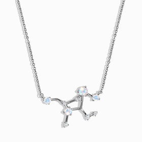 Fine Moonstone Lab Diamond Necklace - Virgo Zodiac Constellation
