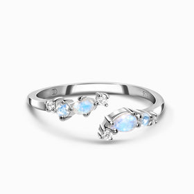 Adjustable Moonstone Ring Flourish - June Birthstone