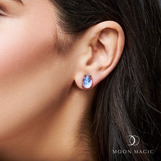 Moonstone Earrings - Bright Drop Studs – Moon Magic