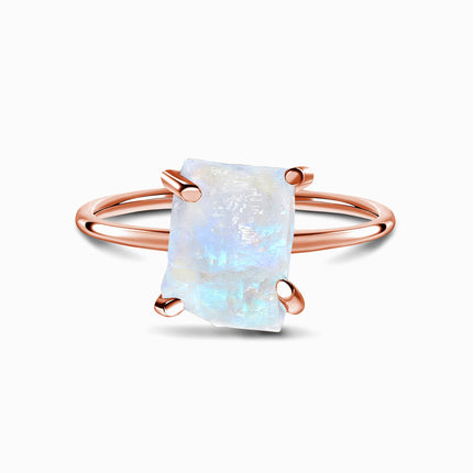 Raw Crystal Ring - Petite Moonstone