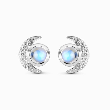 Moonstone / White Topaz Earrings - Moonlighters Studs