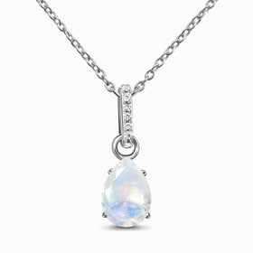 Fine Moonstone Lab Diamond Necklace Sway - June Birthstone